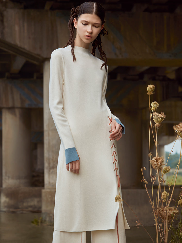 HIGH SPLIT DRAWSTRING KNIT SUIT