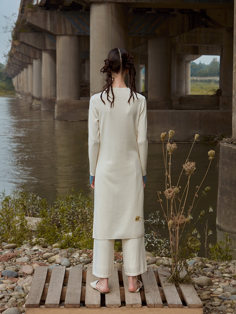 HIGH SPLIT DRAWSTRING KNIT SUIT