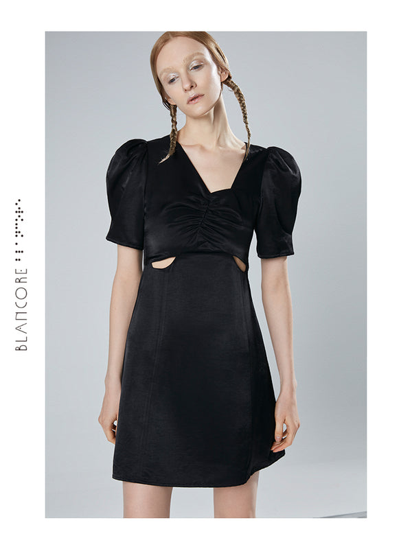 WAISTED HOLLOWED-OUT DRESS