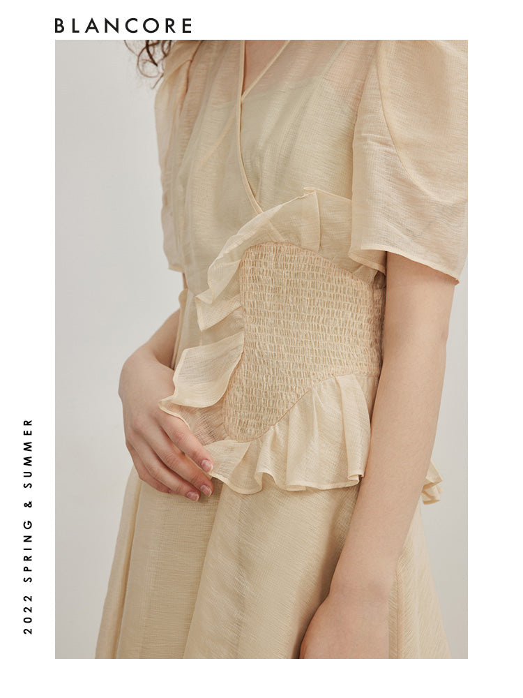 Two-Piece Wrapped Mesh Dress with waist detail