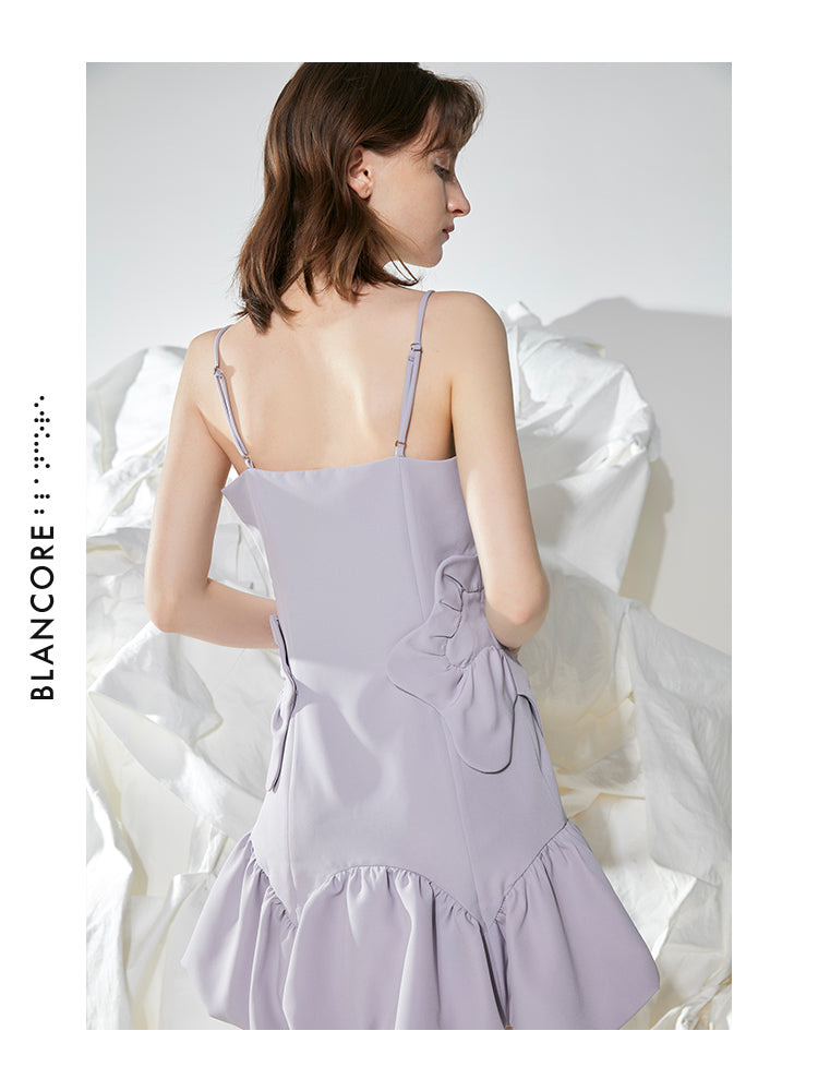 ASYMMETRICAL DECORATIVE STRAP DRESS