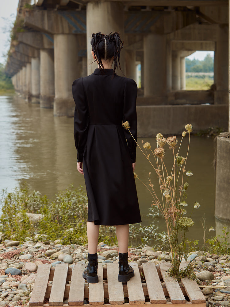 RUCHED SHIRT DRESS