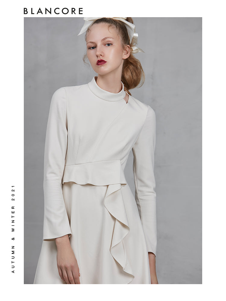 Long Sleeve Dress With Ruffle Trim