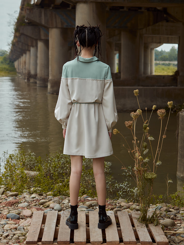 COLOR BLOCK WINDBREAKER STYLE DRESS