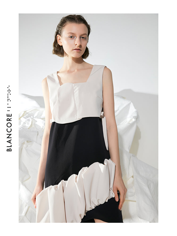 GEOMETRIC STITCHING VOLUME DRESS