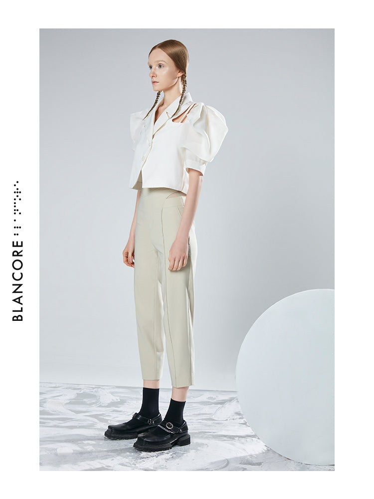 WAISTED RECONSTRUCTED TROUSERS