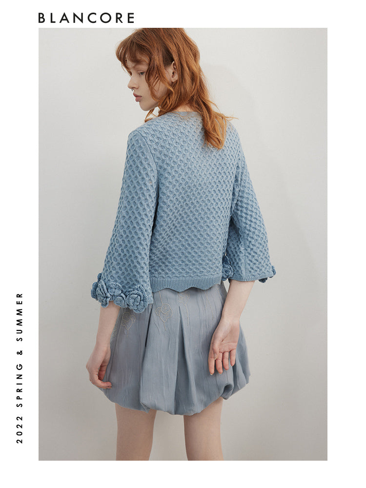 Two-Piece Square Neck Sweater With Cuff Detail