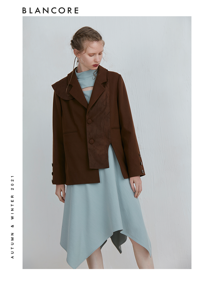 Asymmetrical Leather Panelled Blazer