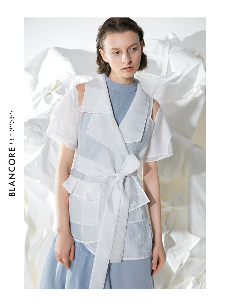 MISPLACED CURVE GAUZE TREND COAT
