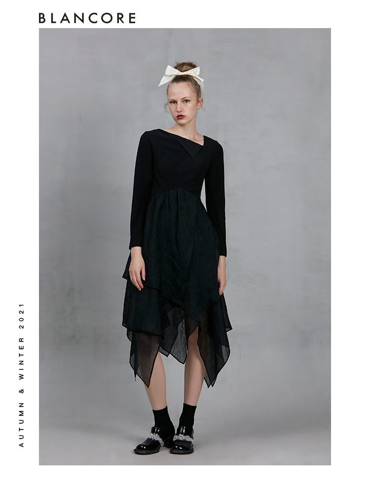 Asymmetrical Dress With Patchwork Hem