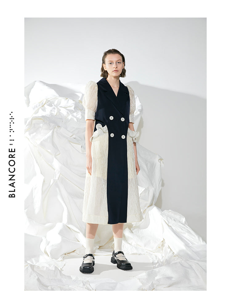 COLOR BLOCK COAT DRESS