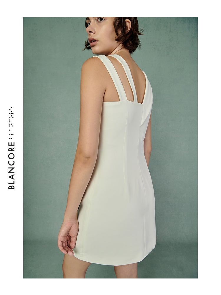 CURVED STITCHING BLAZER STYLE DRESS