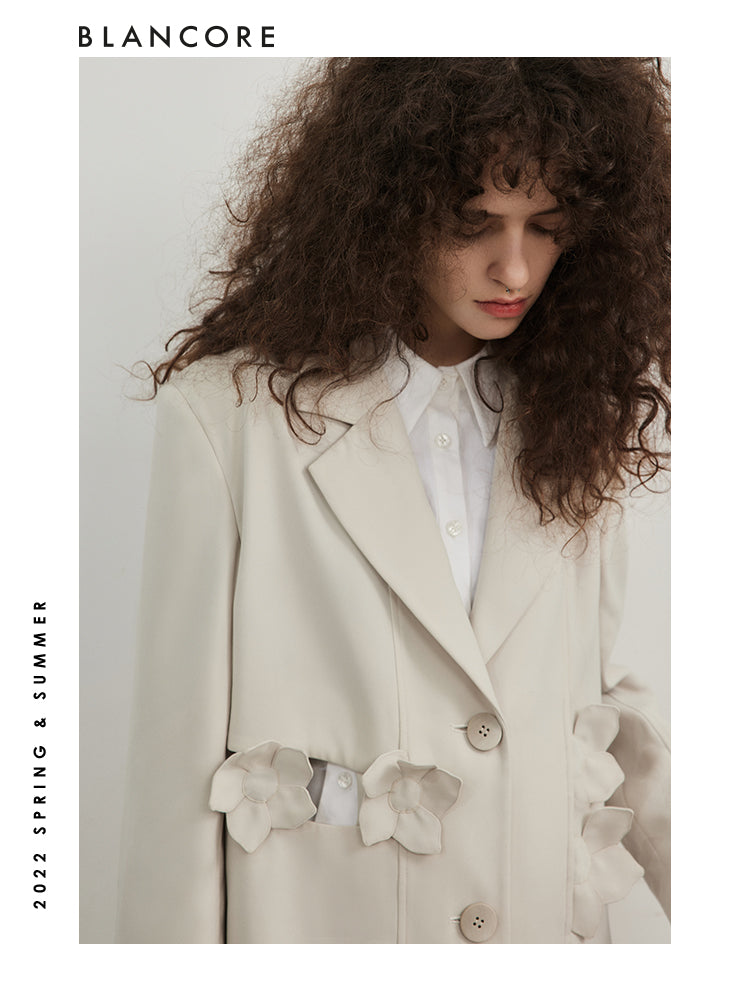 Hollow-Out And Petal Detail Stitching Blazer