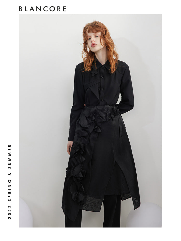 Asymmetrical Mesh Skirt With 3D Detail