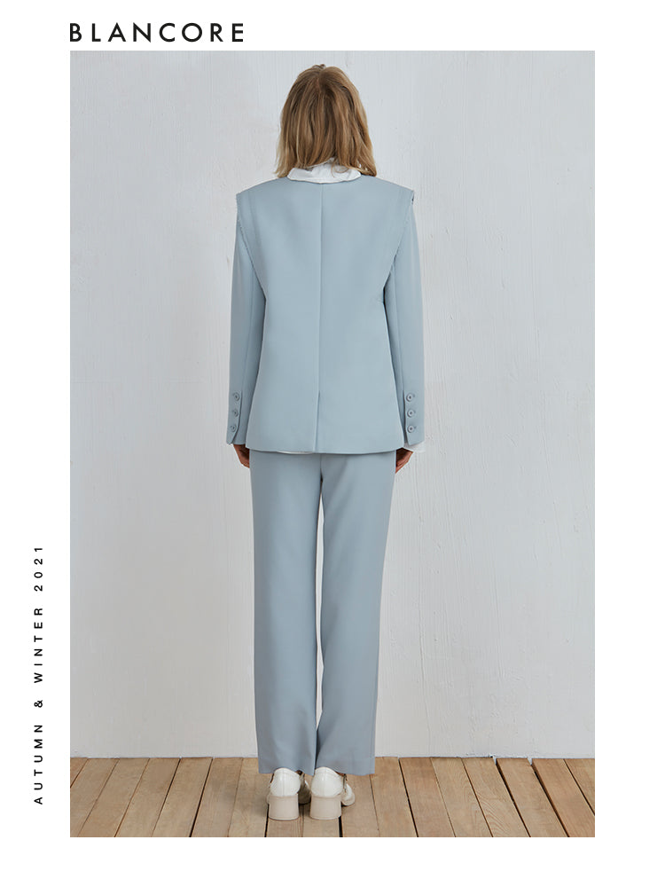 Collarless Asymmetrical Loose Blazer