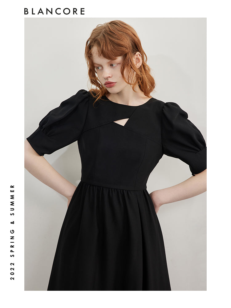 Layered Open-back Black Dress