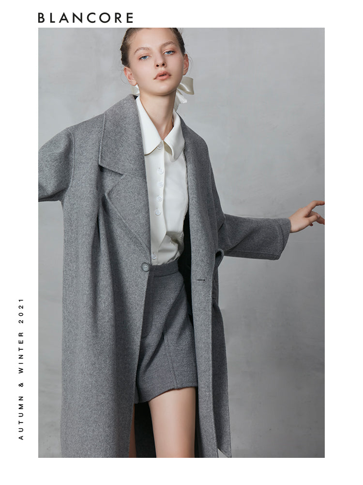 Cocoon Wool Coat With Asymmetrical Collar