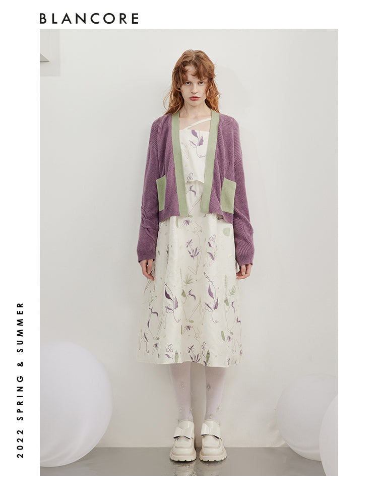 Color Block Wool And Camel Hair Blend Coat