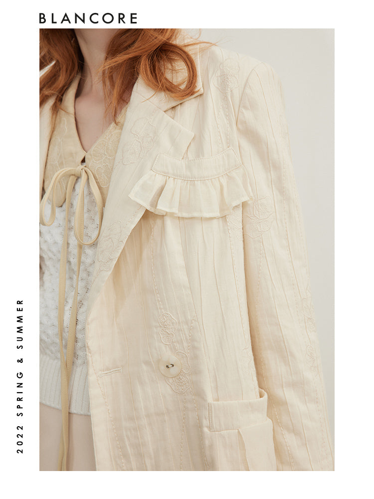 Embroidered Trench Coat With Patch Design