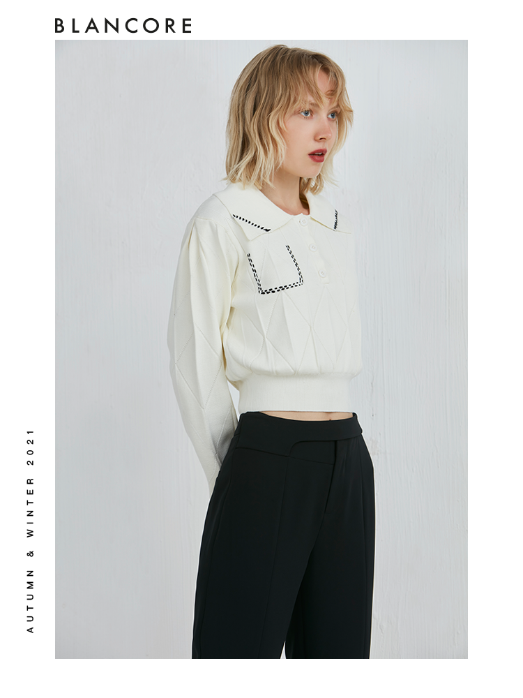 Gigot Sleeve Sweater With Embroidered Detail