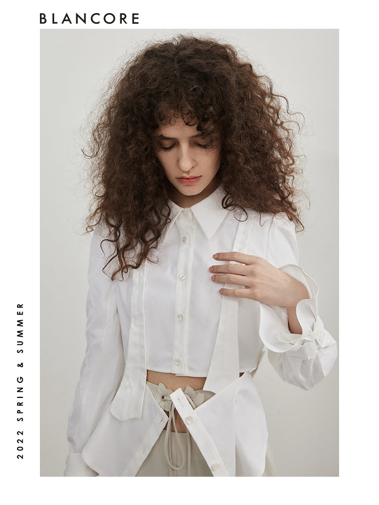 Detachable Cotton White Blouse