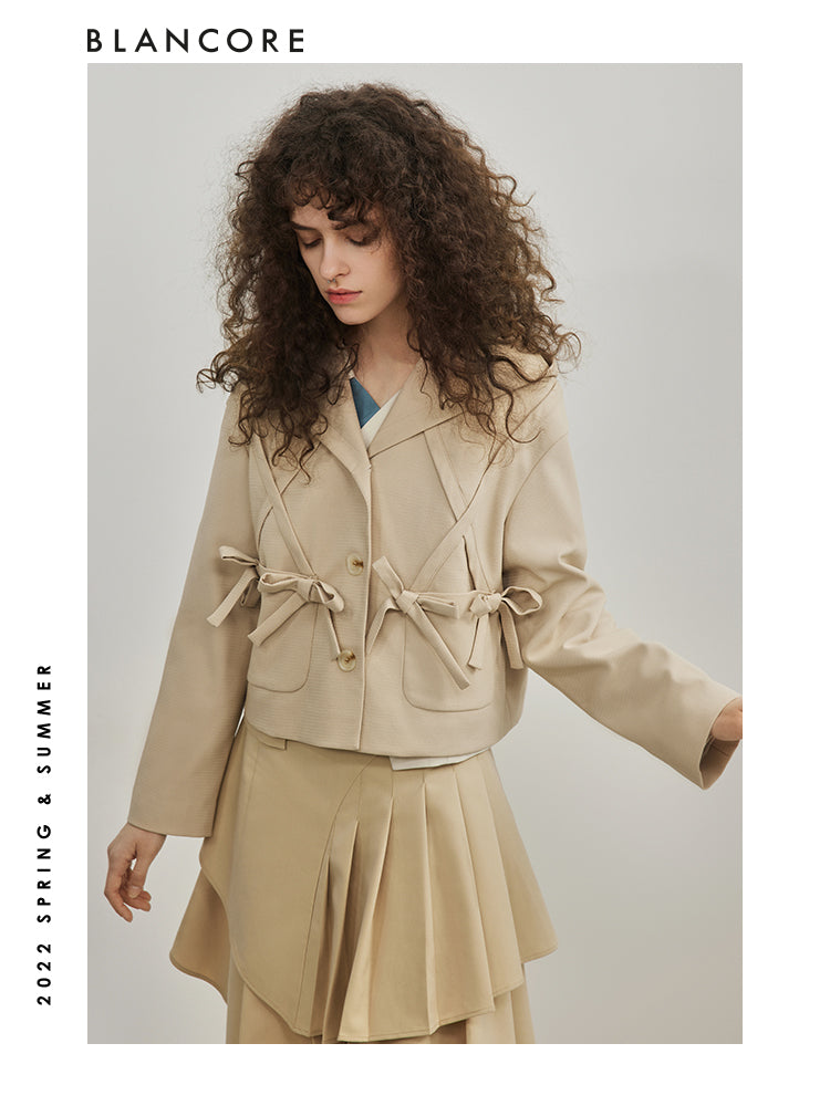 Hooded Jacket With Bow-Embellished Detail