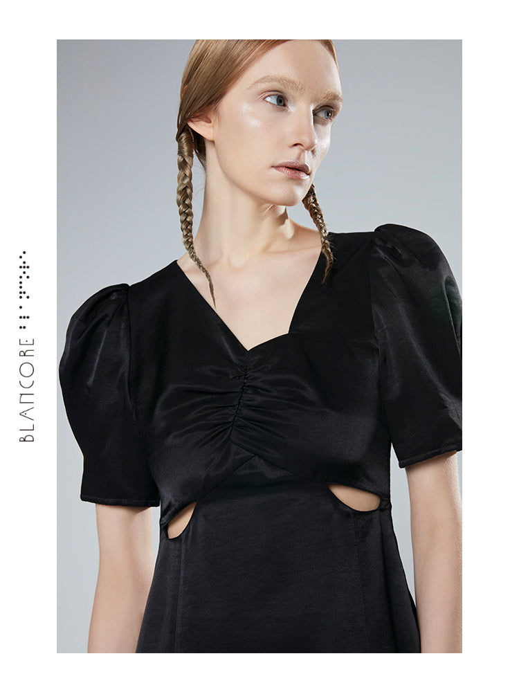 WAISTED HOLLOWED-OUT DRESS