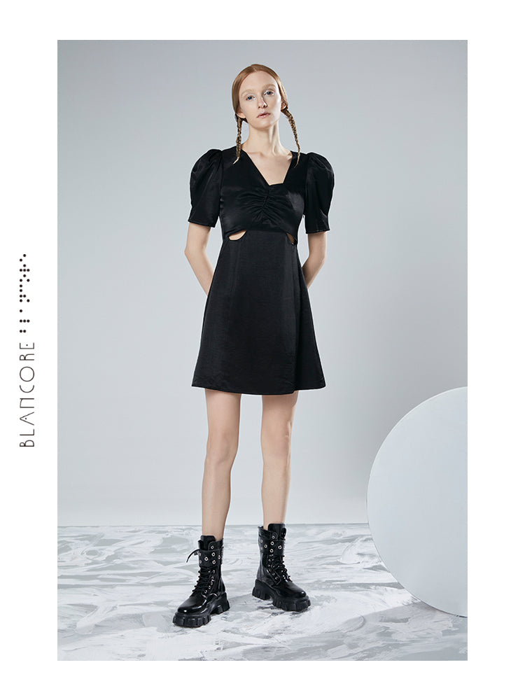 WAISTED HOLLOWED-OUT DRESS