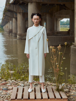 PVC PANELLED TRENCH COAT WITH STANDING COLLAR