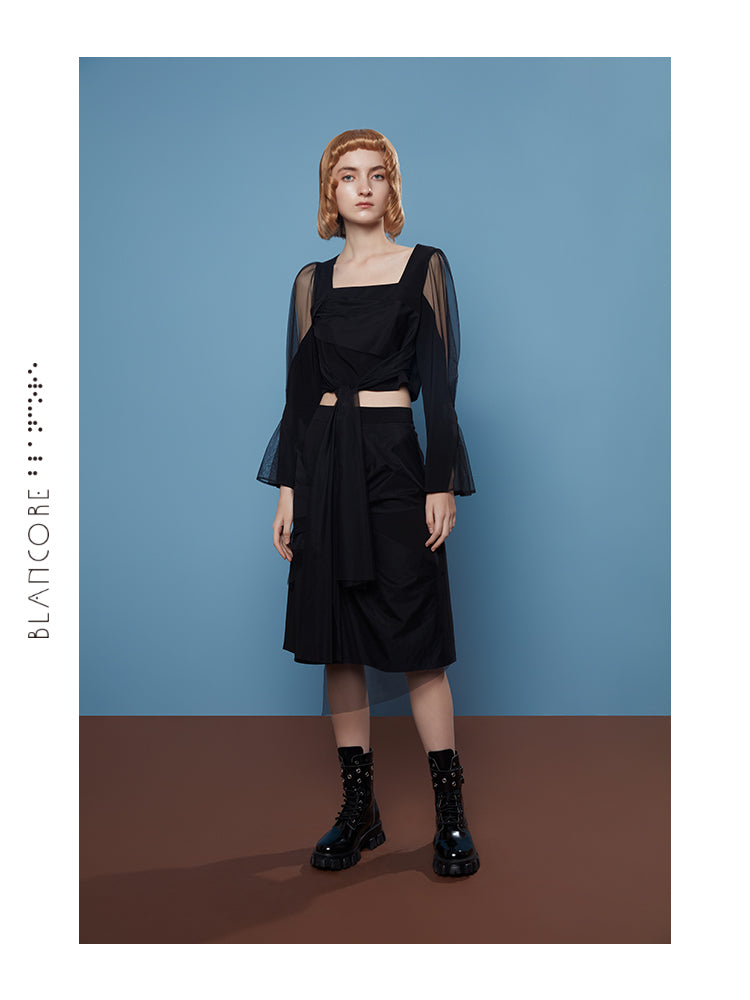 MESH PANELLED SKIRT