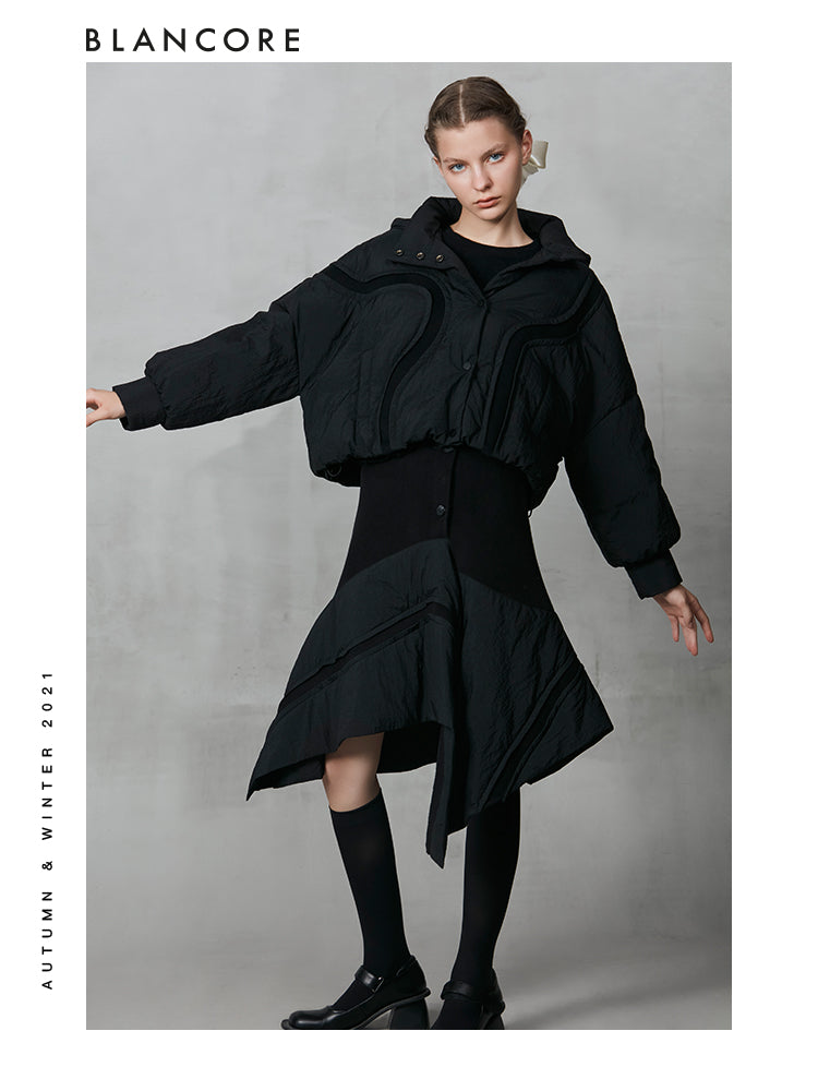 Curved Double-Sided Fabric Stitching Down Jacket