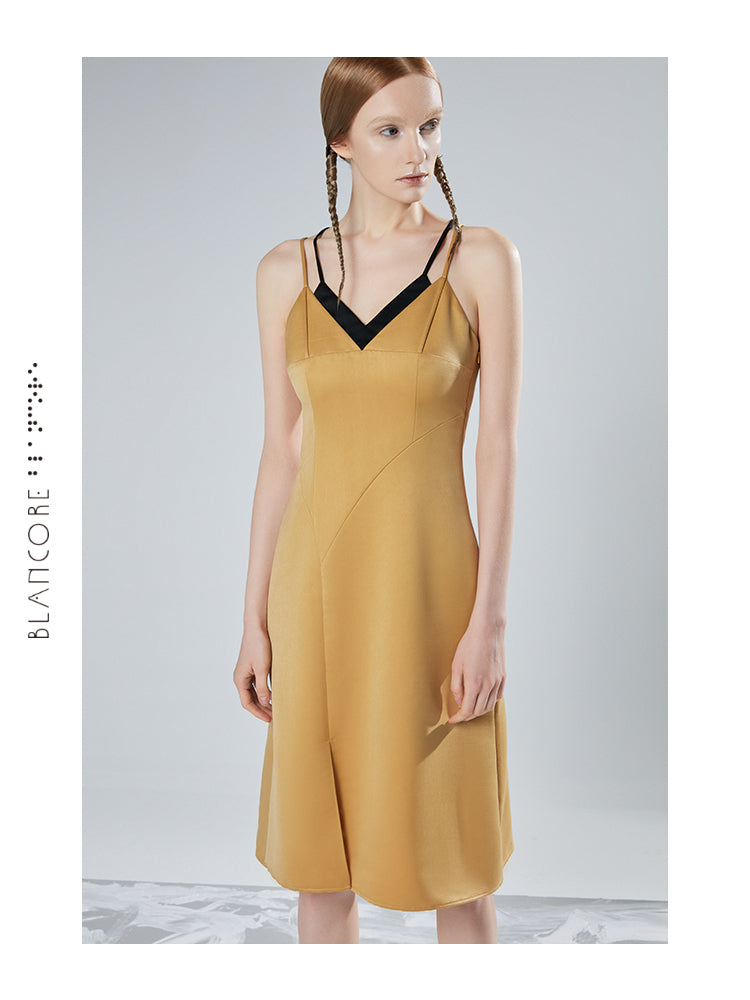 DOUBLE STRAP COLOR BLOCK DRESS