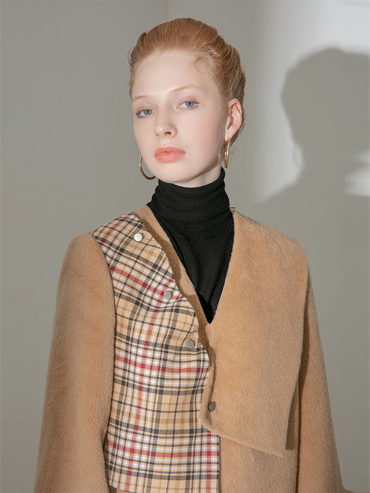 Geometric Paneled Wool Coat