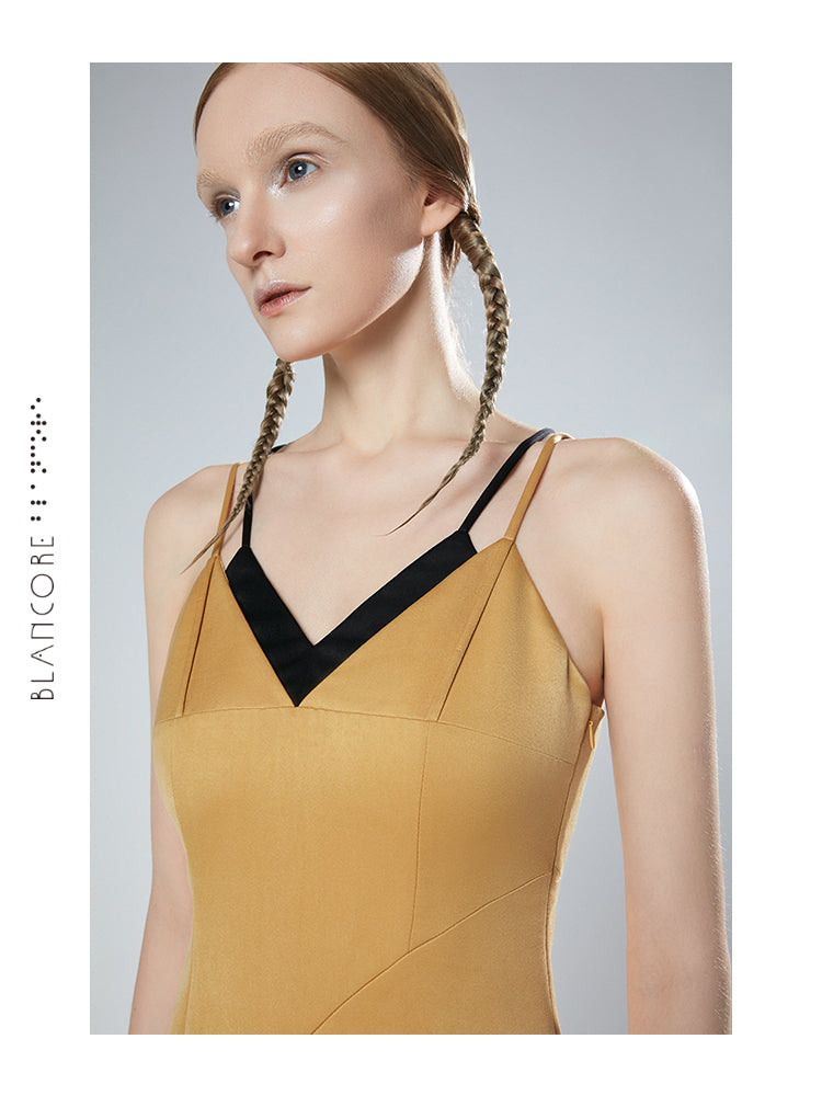 DOUBLE STRAP COLOR BLOCK DRESS