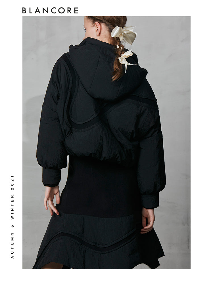 Curved Double-Sided Fabric Stitching Down Jacket