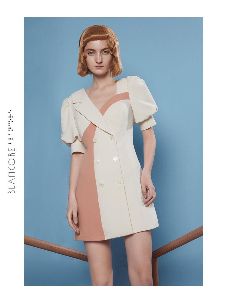 COLOR BLOCK BLAZER STYLE DRESS