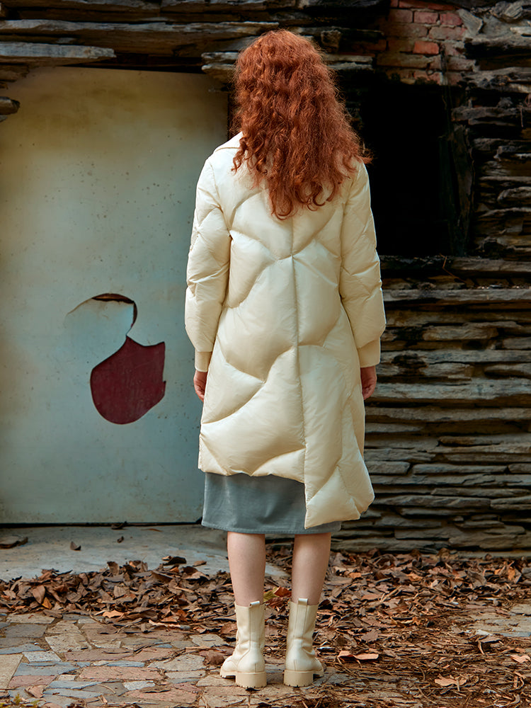 ASYMMETRIC PUFFER DOWN JACKET WITH BELT