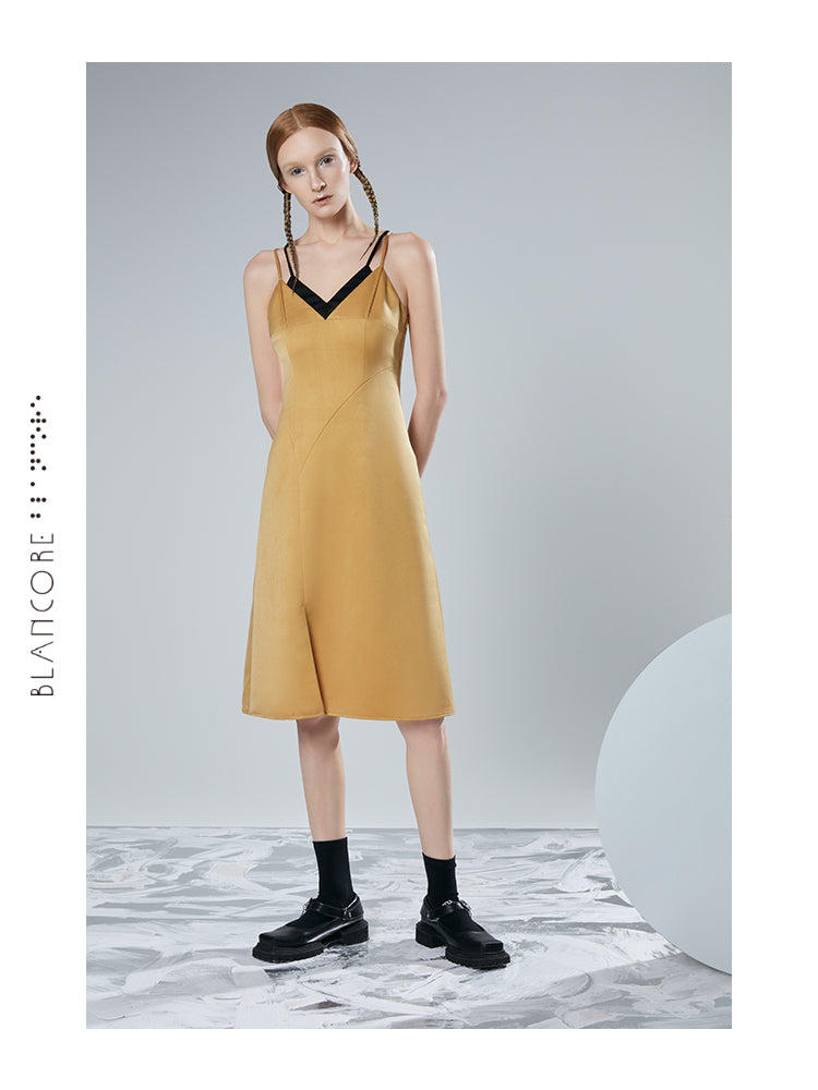 DOUBLE STRAP COLOR BLOCK DRESS