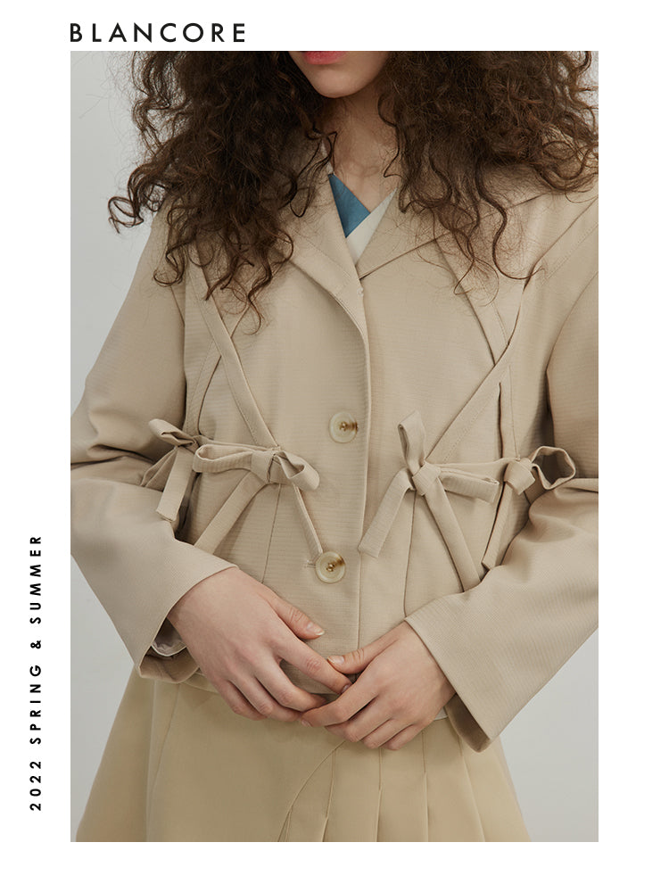Hooded Jacket With Bow-Embellished Detail