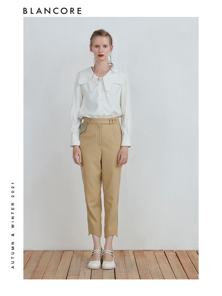 White Blouse With Curved Collar