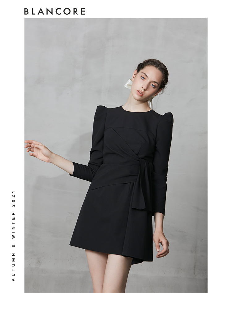 Long Sleeve Wrap Mini Dress