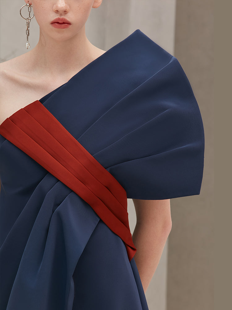 Asymmetric Dress with Fold Detail