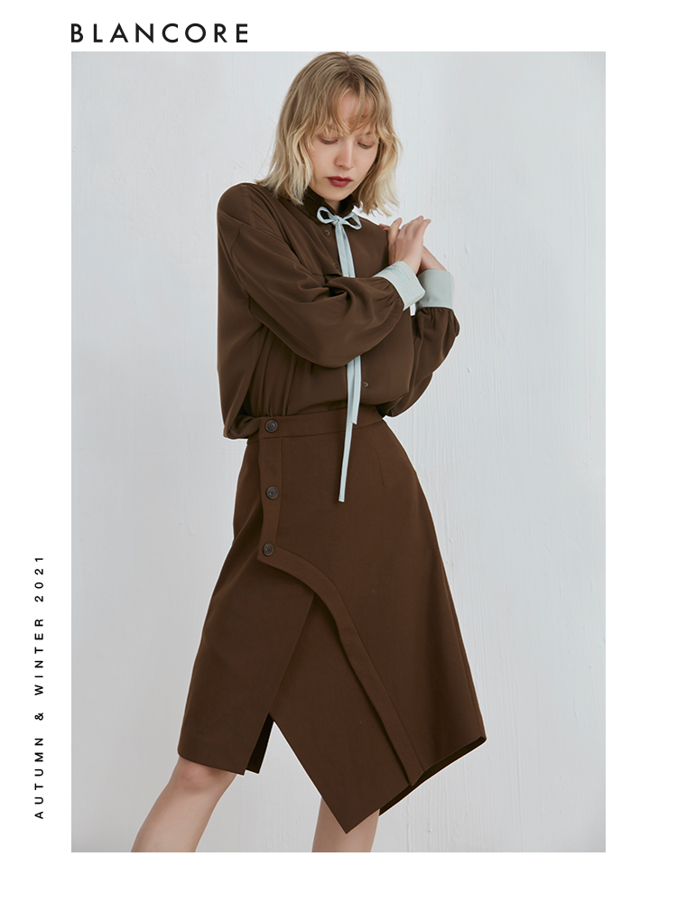 Deconstructed Color Block Blouse With String Tie Detail