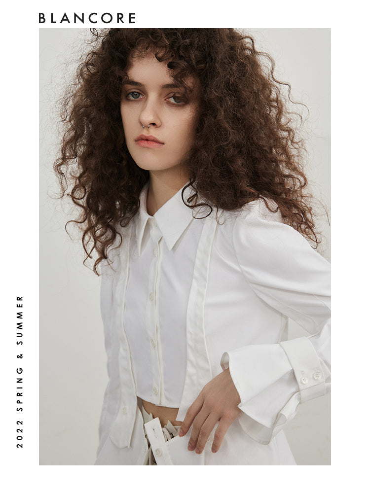 Detachable Cotton White Blouse