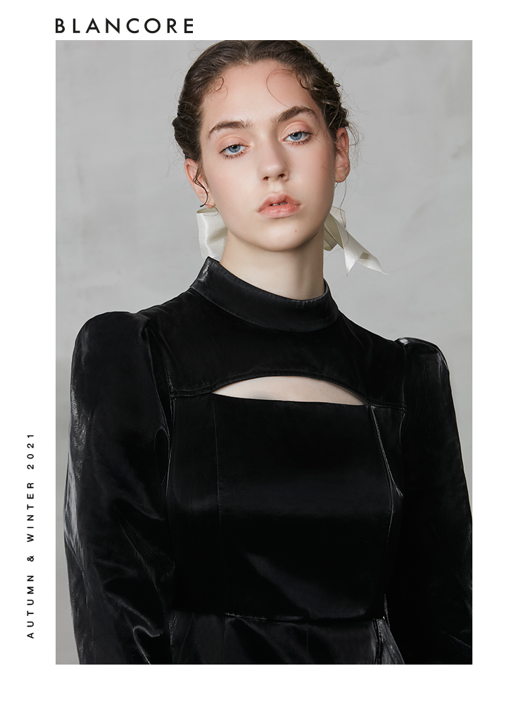 Asymmetrical Shiny PU Leather Cotton Dress With Hollow-Out Detail