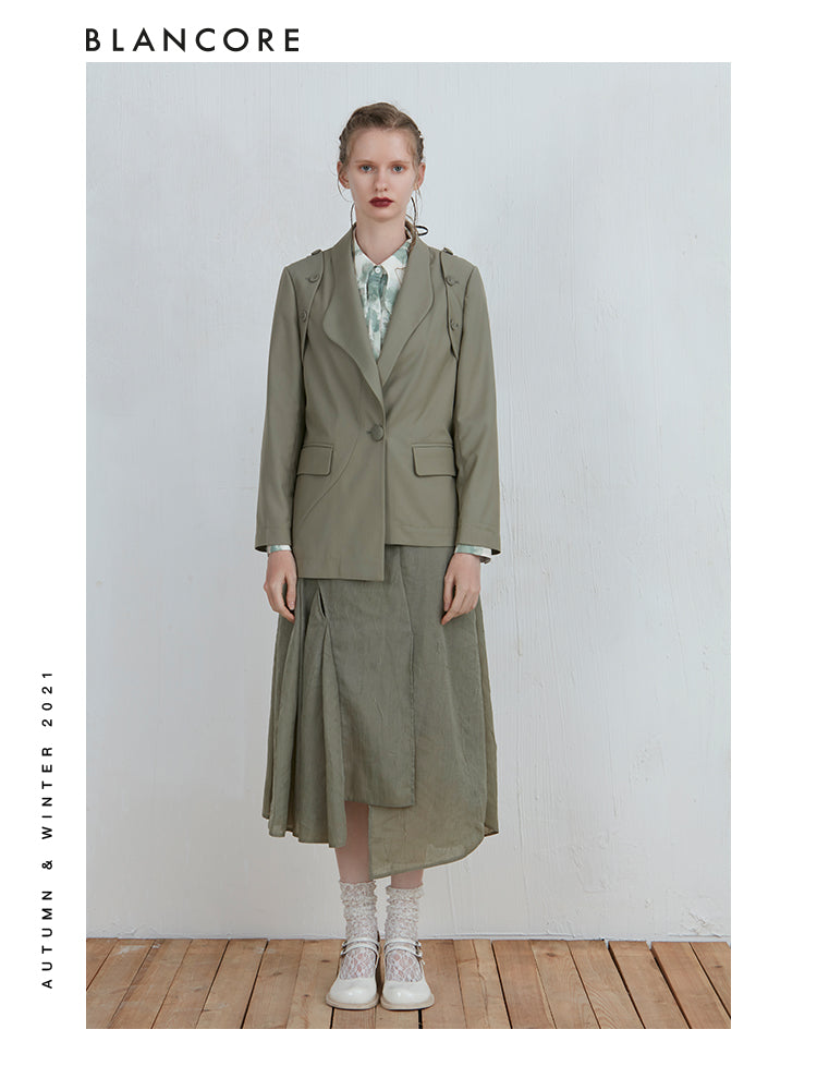 Asymmetrical Blazer With Detachable Sleeve