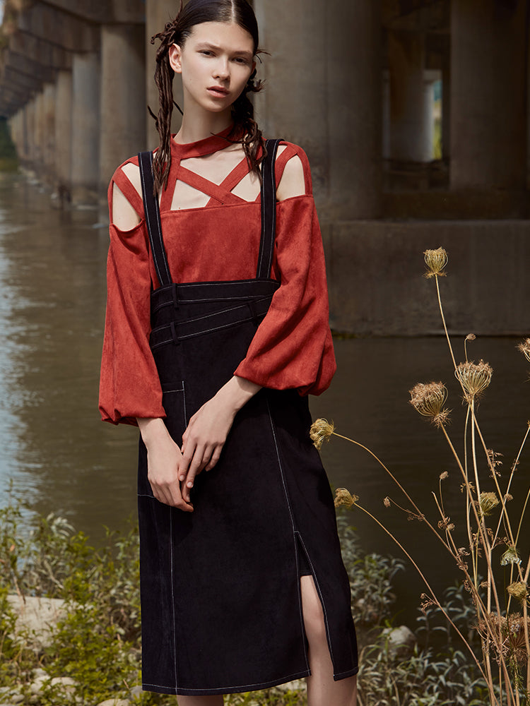 DECONSTRUCTED STRAP DRESS