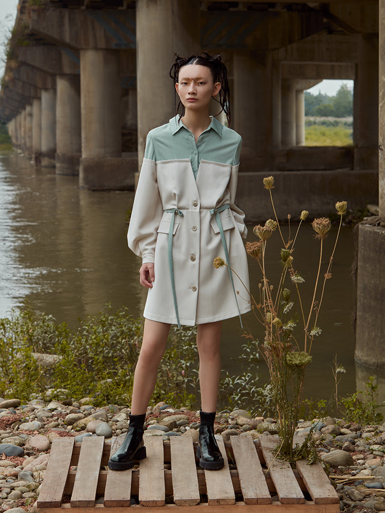COLOR BLOCK WINDBREAKER STYLE DRESS