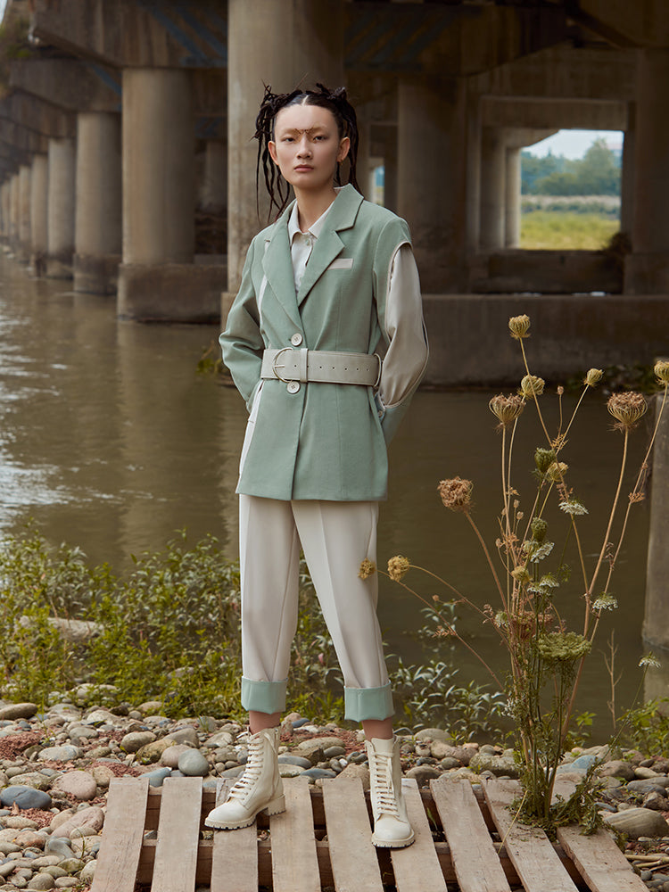 DECONSTRUCTED COLOR BLOCK BLAZER