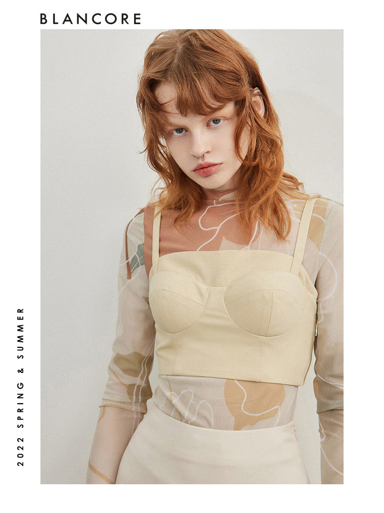 soft printed sheer top